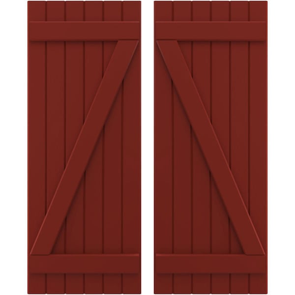 Ekena Millwork Americraft 6-Board (2 Batten) Wood Joined Board-n-Batten Shutters w/ Z-Bar, ARW102BB621X77MRH, PR ARW102BB621X77MRH - main